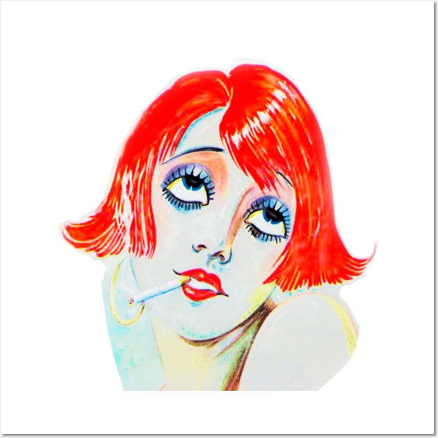 Redhead Girl Smoking Wall Art by Marccelus